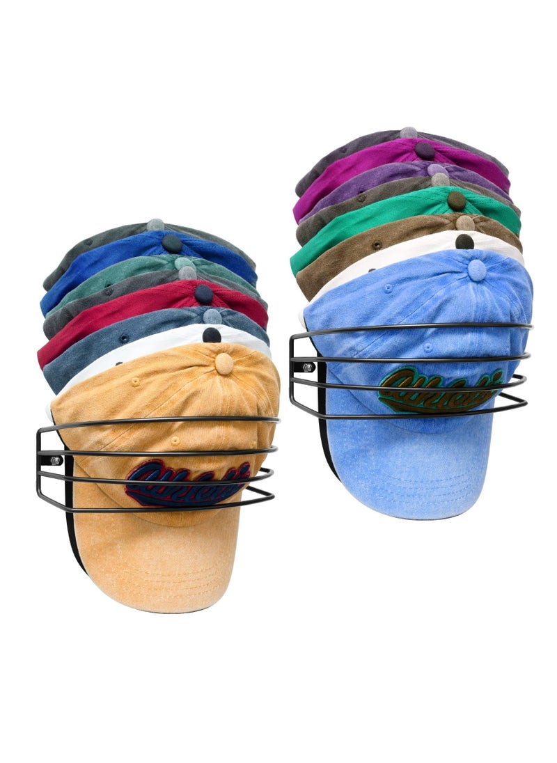 Hat Rack for Wall and Door, 2-Pack Metal Hat Organizers for Baseball Caps Storage Hold up to 30 Caps Hangers Strong Ball Cap Holder, Easy to Install (Black)  - Image 1