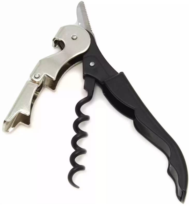 Olrada Waiter Corkscrew Wine Opener with Foil Cutter, Professional Wine Key for Bartenders and Waiter, Black Bottle Opener 2Pc - Image 3