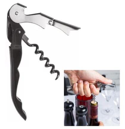 Olrada Waiter Corkscrew Wine Opener with Foil Cutter, Professional Wine Key for Bartenders and Waiter, Black Bottle Opener 2Pc - Image 4
