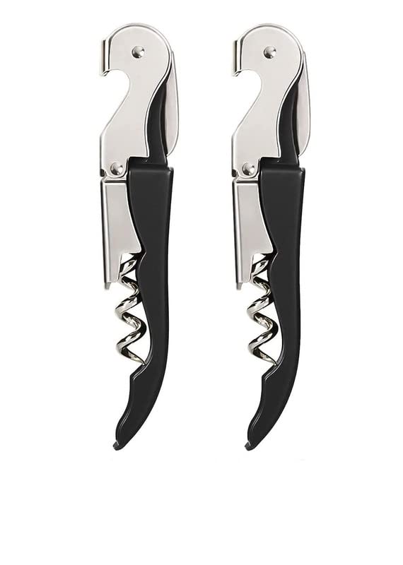 Olrada Waiter Corkscrew Wine Opener with Foil Cutter, Professional Wine Key for Bartenders and Waiter, Black Bottle Opener 2Pc - Image 2