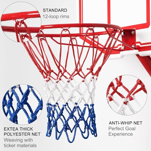 WNE Jaliwale Professional Basketball Nets Heavy Duty Outdoor, 12 Loops, Blue-Red-White Multi-Colour net (2 Pieces of Net/One Pair) - Image 4
