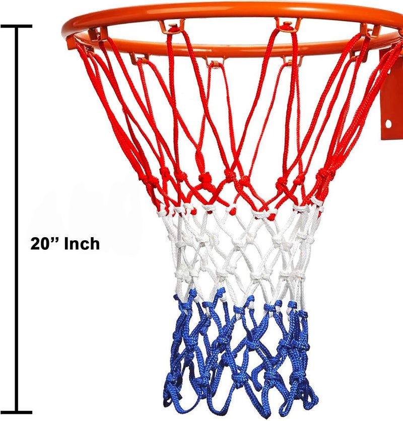 WNE Jaliwale Professional Basketball Nets Heavy Duty Outdoor, 12 Loops, Blue-Red-White Multi-Colour net (2 Pieces of Net/One Pair) - Image 3