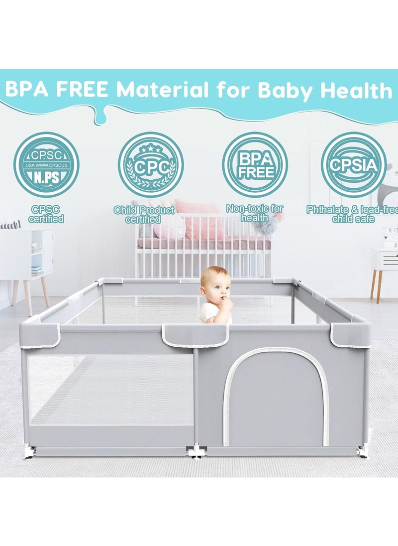  CityRiya-Long Baby Playpen 150x180cm قفص روضة كبير جدًا للأطفال الرضع مركز اللعب الآمن للأطفال مع شبكة قابلة للتنفس وباب بسحاب والأطفال الصغار يمنح الأم استراحة باللون  - Image 5