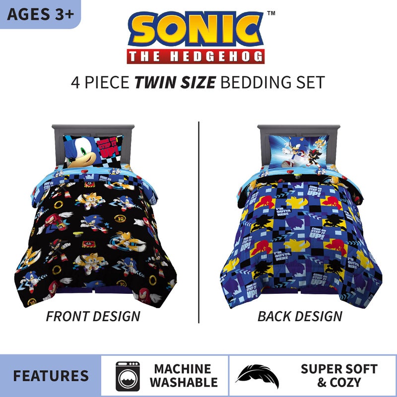 Franco Sonic the Hedgehog Anime Kids Super Soft Comforter and Sheet Set, 4 Piece Twin Size by Franco - Image 2