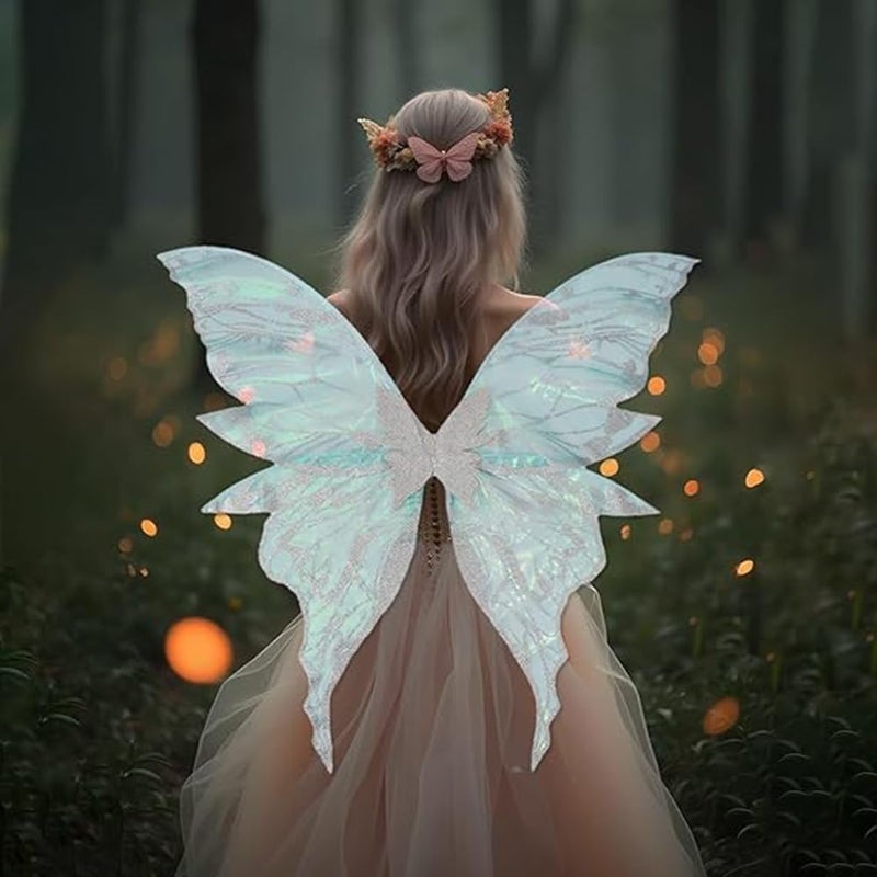 Oprtuisi Adult Fairy Wings, Shiny Transparent Princess Wings, Angel Wings Sutable for Halloween Costume Accessory (White) - Image 3