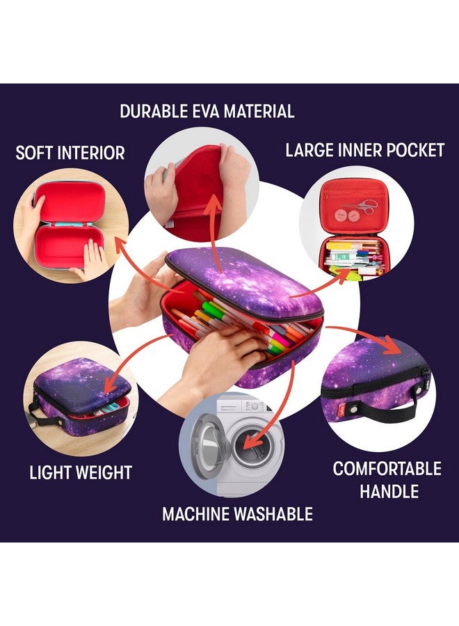 زيبيت علبة أقلام ZIPIT جامبو للبنات | حافظة أقلام مدرسية | تتسع حتى ١١٠ أقلام | جيب أقلام كبير (بنفسجي، لون جالاكسي) - Image 3