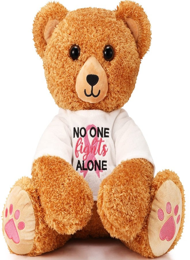 Chalyna Breast Cancer Stuffed Bear 16 Inch Plush Breast Cancer Awareness Bear Animal Pink Ribbon Bear Soft Cancer Survivor T Shirt Bear Breast Care Gift for Women - Image 1