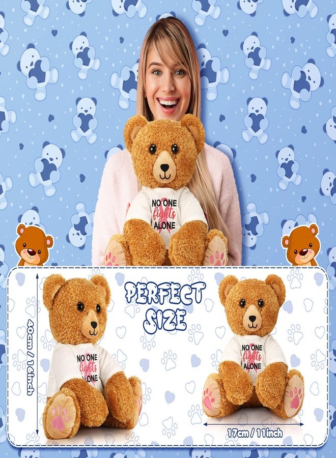 Chalyna Breast Cancer Stuffed Bear 16 Inch Plush Breast Cancer Awareness Bear Animal Pink Ribbon Bear Soft Cancer Survivor T Shirt Bear Breast Care Gift for Women - Image 2