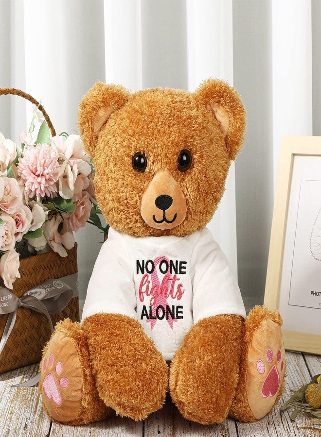 Chalyna Breast Cancer Stuffed Bear 16 Inch Plush Breast Cancer Awareness Bear Animal Pink Ribbon Bear Soft Cancer Survivor T Shirt Bear Breast Care Gift for Women - Image 3