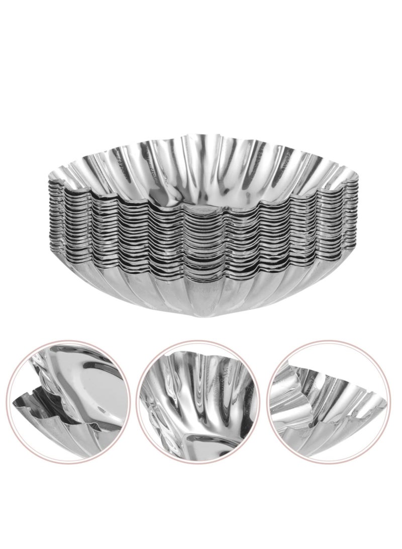 SOLARAE 20pcs Cake Cup Kitchen Things, Kitchen Stuff Stainless Steel Molds Egg Tart Making Molds Egg Tart Molds Mold Diy Tart Molds Tart Supply Household Muffin Cup Picnic Supplies - Image 3