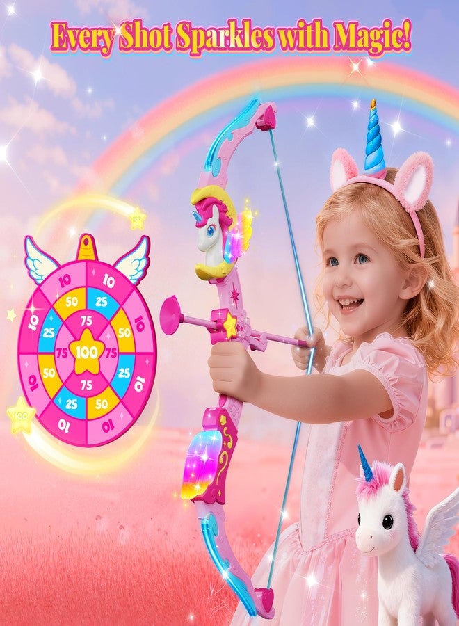 Hanroni Unicorn Toys for Girls Ages 3-12, 6 Magic Lights BowArrow(Unicorn Horn, Wings, Star, Upper & Lower Arms), Dreamy Quiver & Princess Target, 8 Pink Suction Arrow, Gift for 3 4 5 6 7 8 9 10 Year Old Girl - Image 3