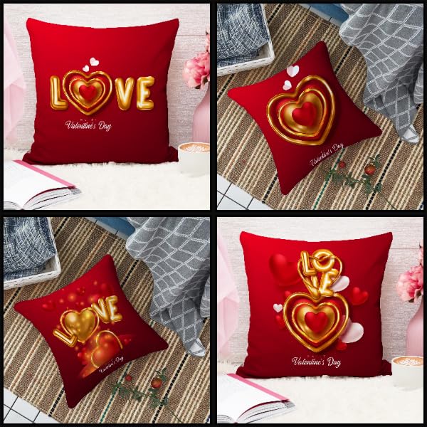 STITCHNEST Gift for Boyfriend Girlfriend Husband Wife Couples Girls Boys Printed Jute Cushion Cover, Set of 5 (16x16 Inches) - Image 2