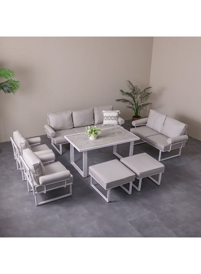 DANUBE HOME Clarke 9-Seater Outdoor Sofa Set | Steel Frame Garden Furniture | Modern Design Patio Sofaset | Outdoor Seating Table And Chairs For Lawn Garden - Image 1