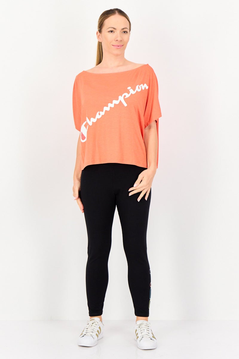 Champion Women Sportswear Fit Brand Logo Short Sleeve Outdoor T-Shirt, Coral - Image 3