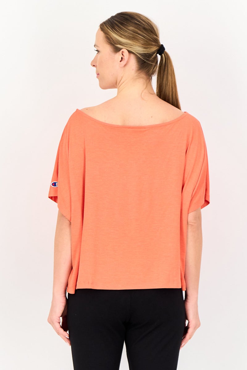 Champion Women Sportswear Fit Brand Logo Short Sleeve Outdoor T-Shirt, Coral - Image 2