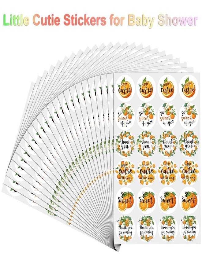 Chinco 480 Pieces Little Cutie Baby Shower Stickers Orange Themed Birthday Party Decorations 1 Inch Round Waterproof Self Adhesive Little Cutie Stickers for Baby Shower Birthday Party Supplies - Image 4