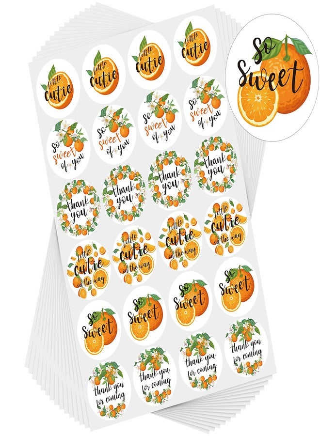 Chinco 480 Pieces Little Cutie Baby Shower Stickers Orange Themed Birthday Party Decorations 1 Inch Round Waterproof Self Adhesive Little Cutie Stickers for Baby Shower Birthday Party Supplies - Image 1