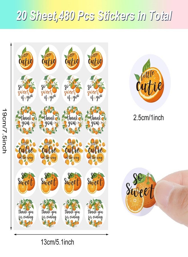 Chinco 480 Pieces Little Cutie Baby Shower Stickers Orange Themed Birthday Party Decorations 1 Inch Round Waterproof Self Adhesive Little Cutie Stickers for Baby Shower Birthday Party Supplies - Image 2