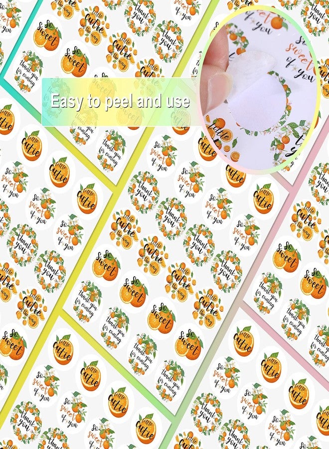 Chinco 480 Pieces Little Cutie Baby Shower Stickers Orange Themed Birthday Party Decorations 1 Inch Round Waterproof Self Adhesive Little Cutie Stickers for Baby Shower Birthday Party Supplies - Image 3