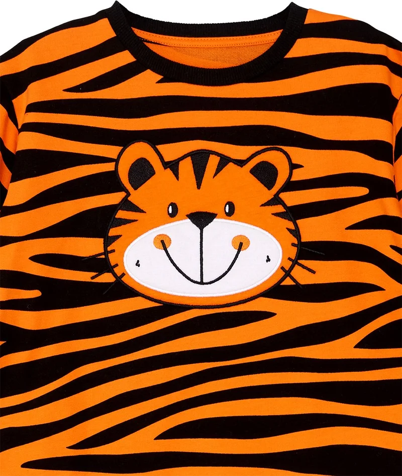 Denokids Tiger Applique Boy Sweatshirt