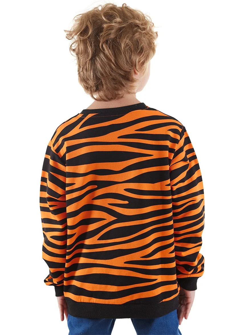 Denokids Tiger Applique Boy Sweatshirt