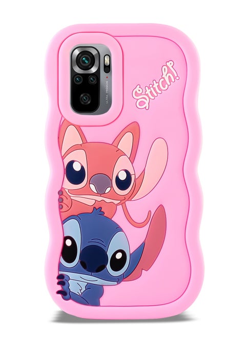 Lilo and Stitch Cartoon 3D Wavy Soft Silicone Phone Case for Xiaomi Mi Note 10 4G (Pink)