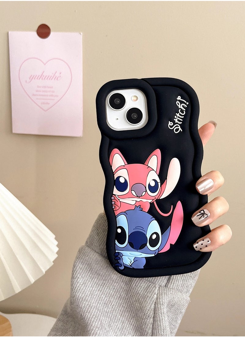 Lilo and Stitch Cartoon 3D Wavy Soft Silicone Phone Case for Xiaomi Mi Note 10 4G (Pink)
