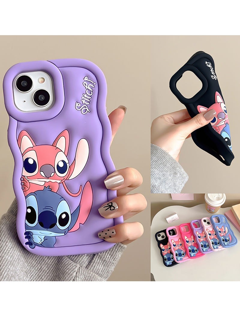 Lilo and Stitch Cartoon 3D Wavy Soft Silicone Phone Case for Xiaomi Mi Note 10 4G (Pink)