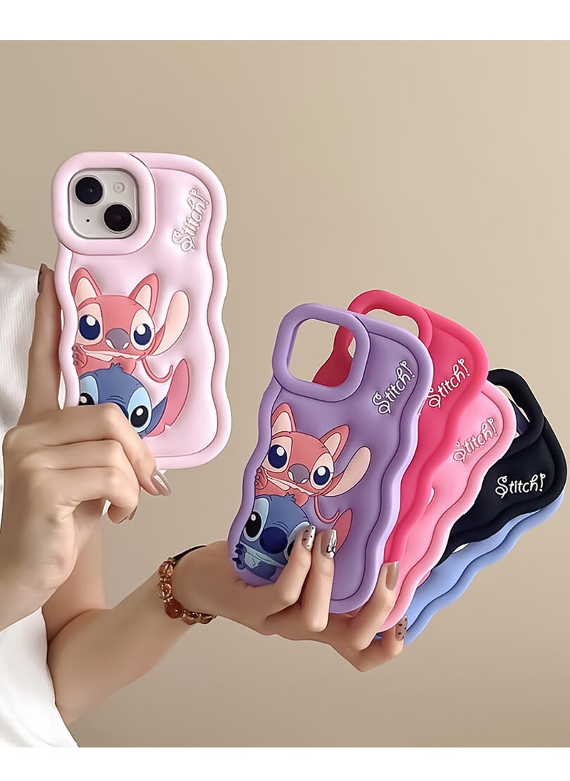 Lilo and Stitch Cartoon 3D Wavy Soft Silicone Phone Case for Xiaomi Mi Note 10 4G (Pink)