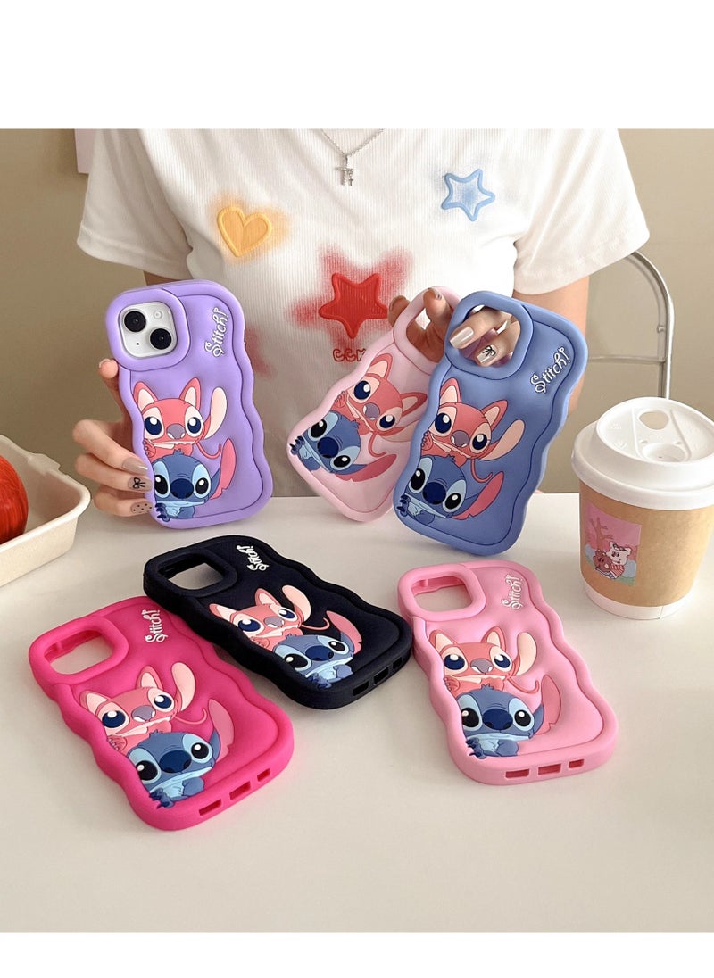 Lilo and Stitch Cartoon 3D Wavy Soft Silicone Phone Case for Xiaomi Mi Note 10 4G (Pink)