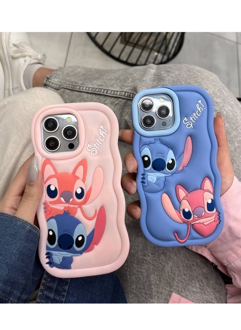 Lilo and Stitch Cartoon 3D Wavy Soft Silicone Phone Case for Xiaomi Mi Note 10 4G (Pink)