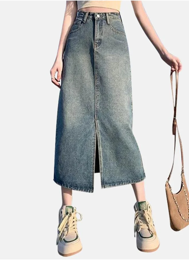 يونيكي Blue A-Line Midi Denim Skirts