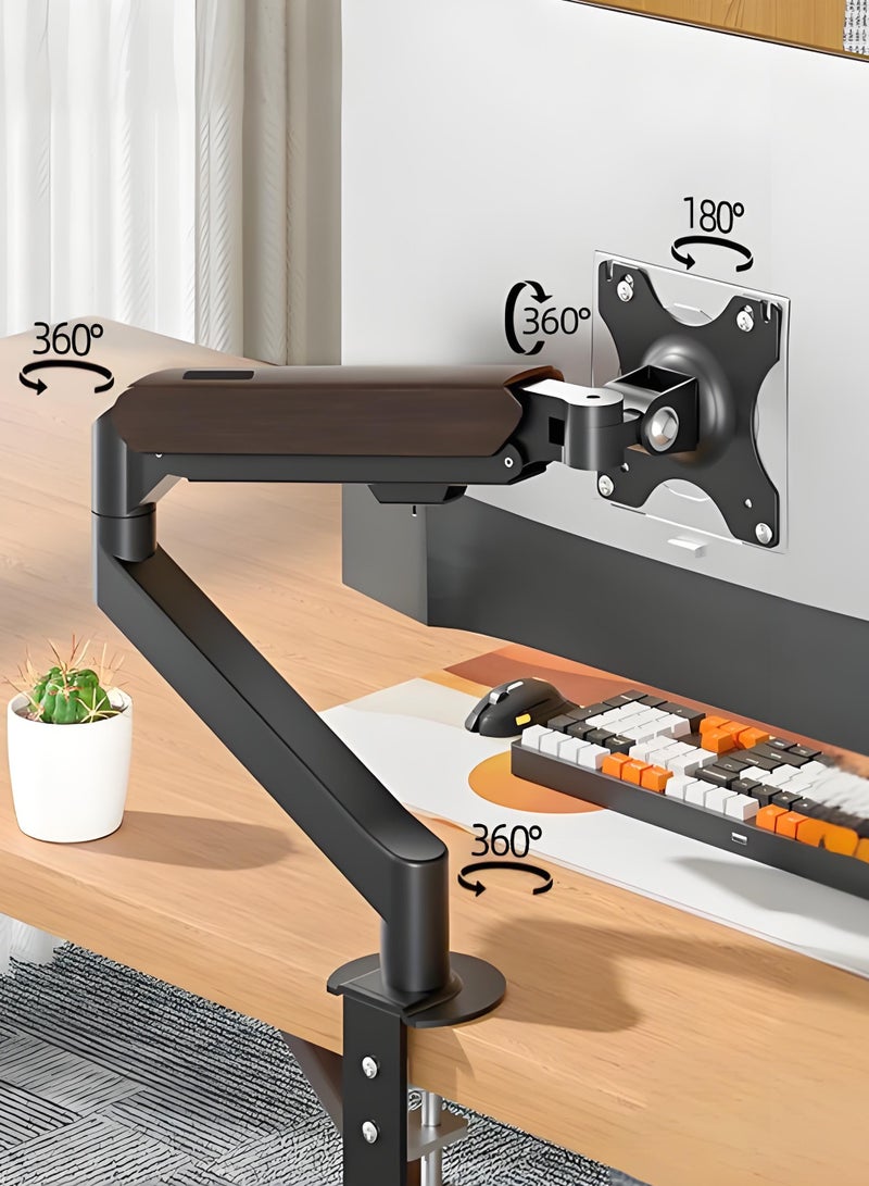 XiuWoo Single White Monitor Desk Arm Mount, Adjustable Motion Gas Spring Support 17-32 Inch, VESE 75*75mm/100*100mm, Computer Stand Holder with Clamp/Grommet Mounting Base VESA Bracket - Image 1