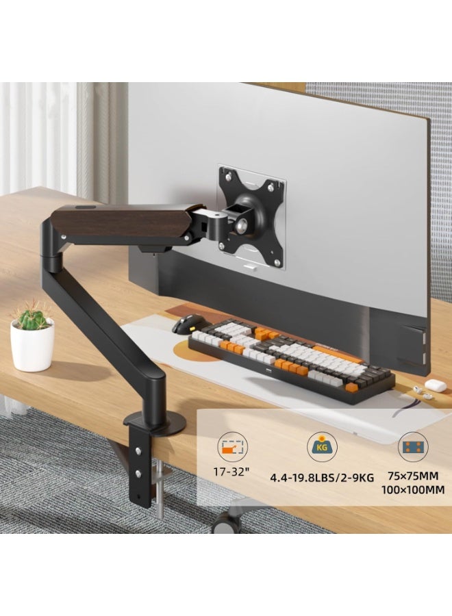 XiuWoo Single White Monitor Desk Arm Mount, Adjustable Motion Gas Spring Support 17-32 Inch, VESE 75*75mm/100*100mm, Computer Stand Holder with Clamp/Grommet Mounting Base VESA Bracket - Image 2