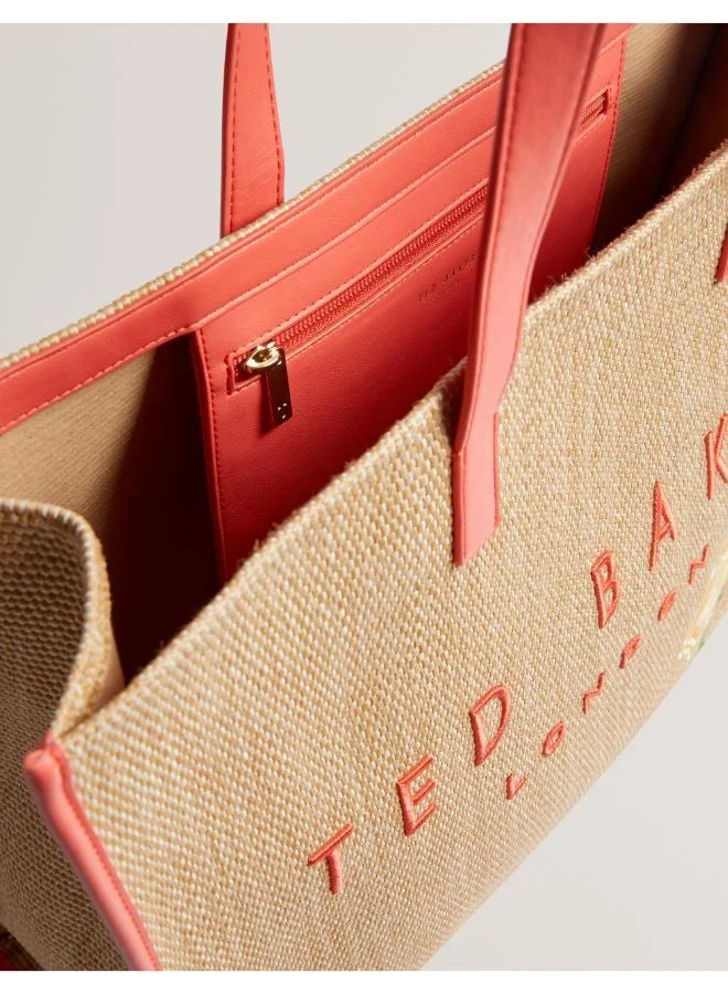 تيد بيكر Floraff Floral Applique  Raffia Icon Bag