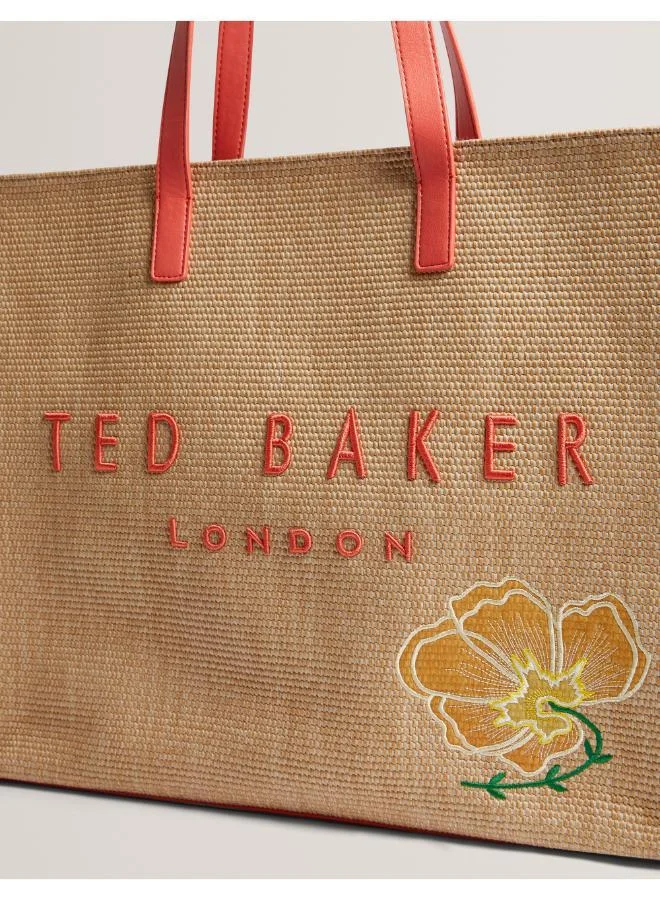 تيد بيكر Floraff Floral Applique  Raffia Icon Bag