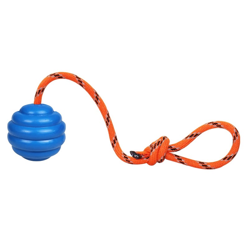 Nevperish K9 Training Ball with Rope Indestructible Dog Toy for Training Pull Throw Tug and Fetch Belgian Malinois Gifts Blue - Image 2