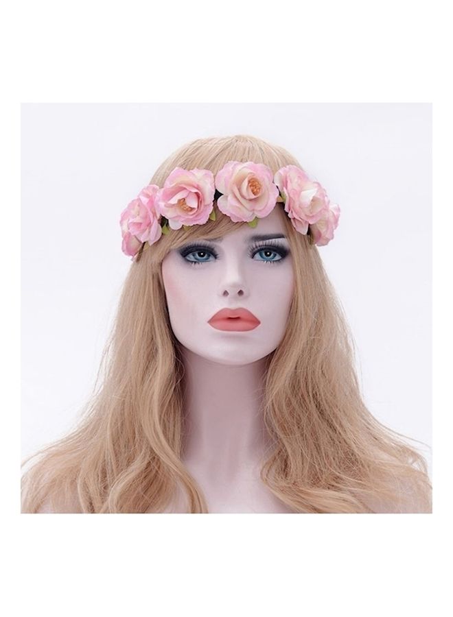 NIBEMINENT Floral Crown Headband Black/Pink