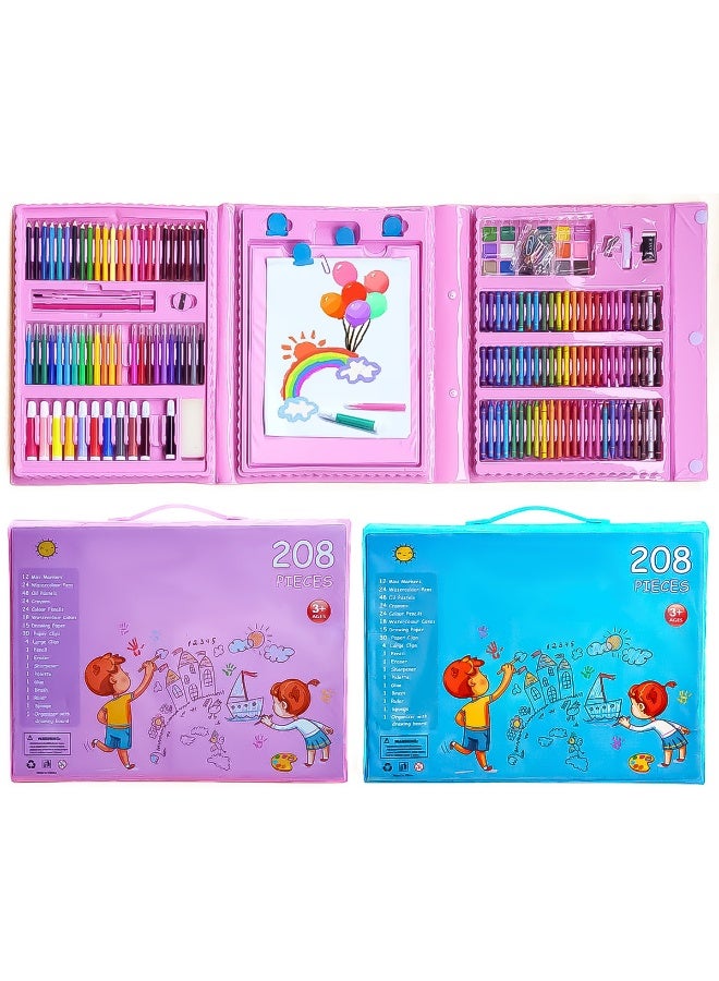 208pcs paint brushes color pencils crayons watercolor pencils children's stationery drawing set, children's drawing, coloring books, school season, birthday gift for boys and girls  - Image 3