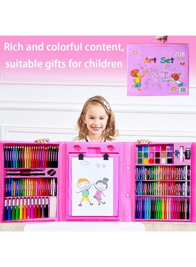 208pcs paint brushes color pencils crayons watercolor pencils children's stationery drawing set, children's drawing, coloring books, school season, birthday gift for boys and girls - Image 2