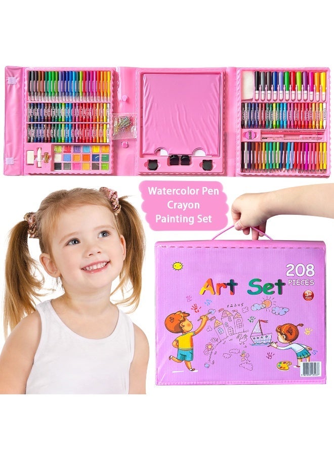 208pcs paint brushes color pencils crayons watercolor pencils children's stationery drawing set, children's drawing, coloring books, school season, birthday gift for boys and girls - Image 1