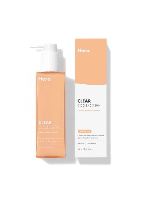 Clear Collective Gentle Milky Cleanser from Hero Cosmetics - Gentle Pore-Clarifying Cleanser for Sensitive, Blemish-Prone Skin with PHA, Colloidal Oatmeal, and Jojoba + Ceramides - Dermatologist Teste
