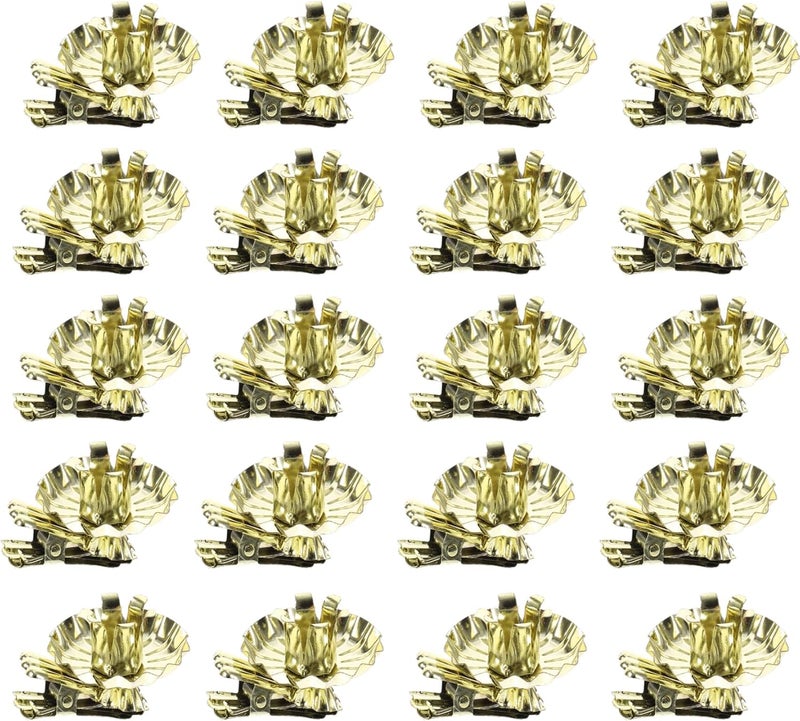 UCSAJI Candle Holders 20PCS Gold Flower-Shaped Metal Clip-On Candle Holders for Christmas Tree, Birthday, and Mother's Day Decorations (20, Gold) - Image 1