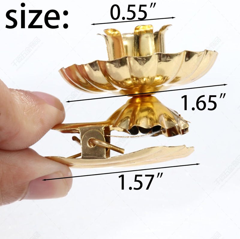 UCSAJI Candle Holders 20PCS Gold Flower-Shaped Metal Clip-On Candle Holders for Christmas Tree, Birthday, and Mother's Day Decorations (20, Gold) - Image 2