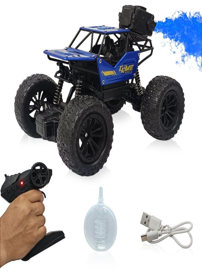 NHR Rechargeable Remote Control Car Toy with LED Smoke Effect and Anti-Slip Tyres, 1:18 Scale, Off-Road RC 2WD Monster Truck Gift for Kids Boys and Girls Age 3+ (Blue) - Image 1