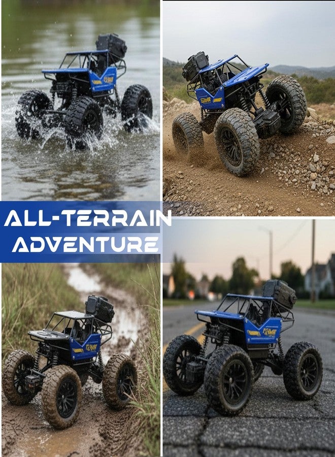 NHR Rechargeable Remote Control Car Toy with LED Smoke Effect and Anti-Slip Tyres, 1:18 Scale, Off-Road RC 2WD Monster Truck Gift for Kids Boys and Girls Age 3+ (Blue) - Image 3