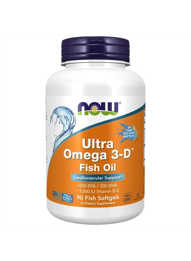 now المكملات الغذائية، Ultra Omega 3-D™، زيت السمك أوميغا 3 + فيتامين د-3، دعم القلب والأوعية الدموية*، 90 كبسولة هلامية - Image 1