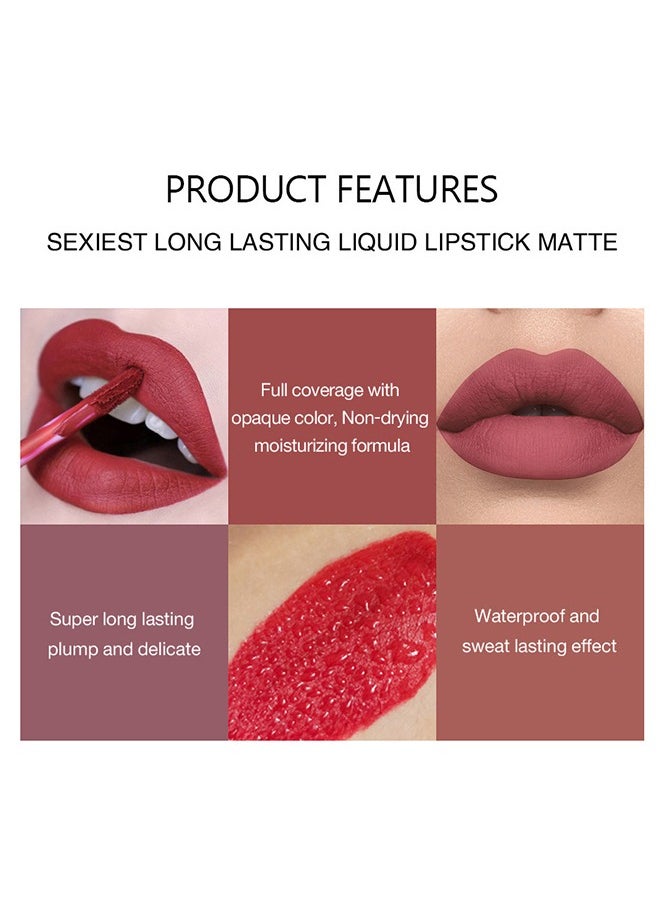 Misiou Beauty Mini Matte Lipgloss-4 in 1 Mini Lipstick Waterproof Long Lasting Lip Makeup Gift Sets for Girls and Women Multicolor  - Image 2