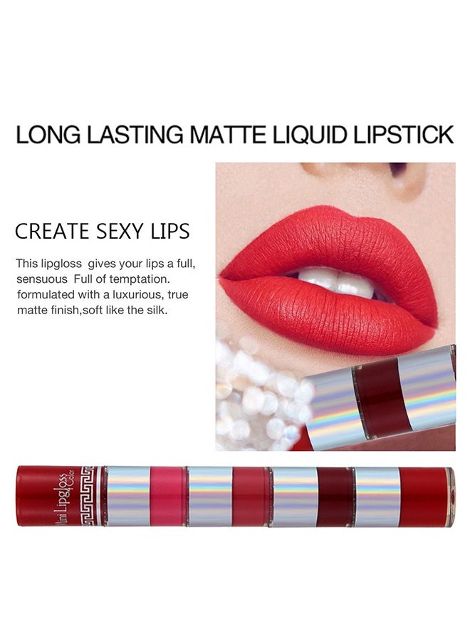 Misiou Beauty Mini Matte Lipgloss-4 in 1 Mini Lipstick Waterproof Long Lasting Lip Makeup Gift Sets for Girls and Women Multicolor  - Image 3