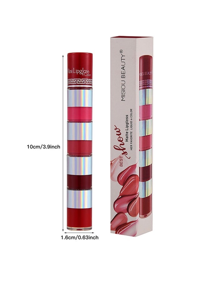 Misiou Beauty Mini Matte Lipgloss-4 in 1 Mini Lipstick Waterproof Long Lasting Lip Makeup Gift Sets for Girls and Women Multicolor  - Image 5